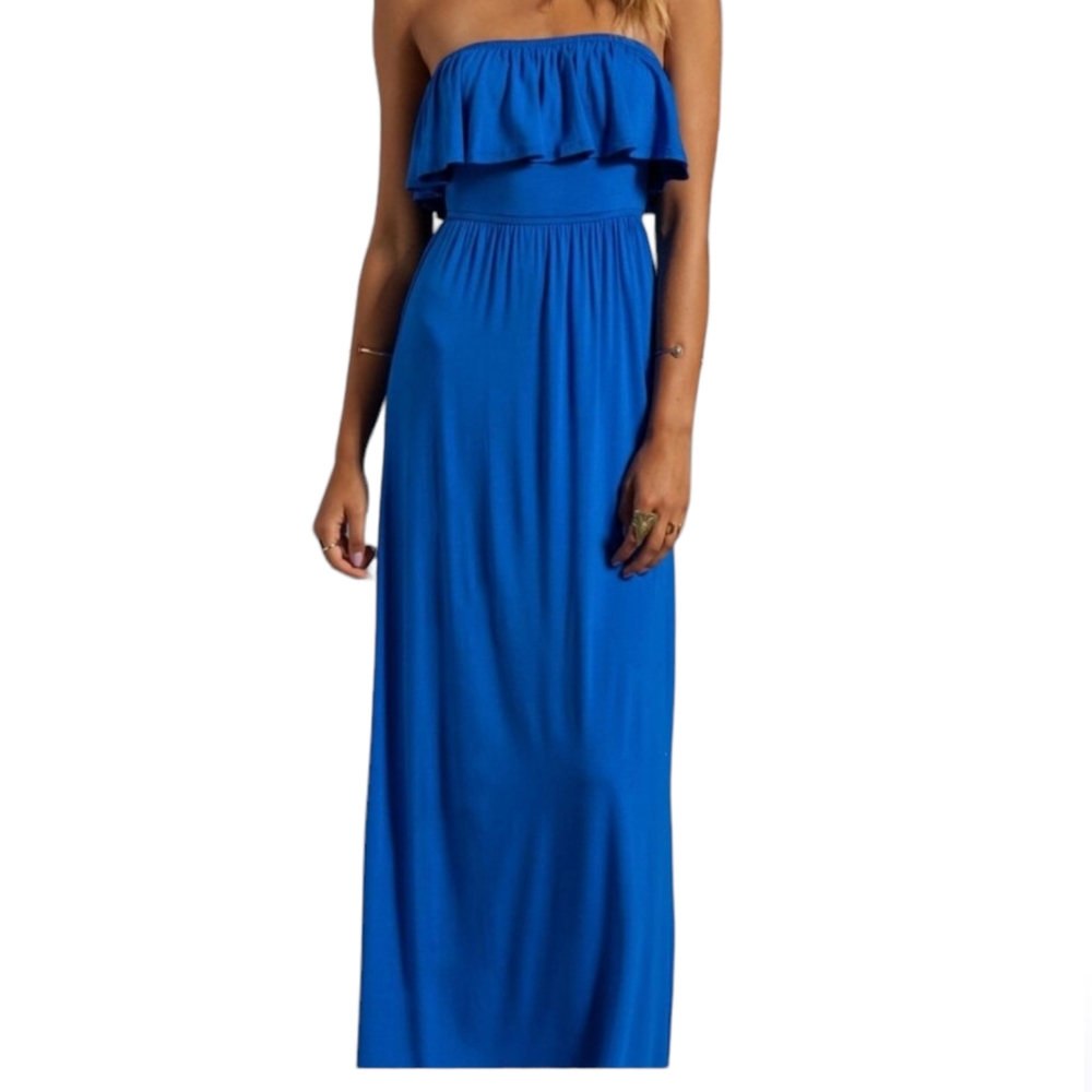 JAMES & JOY Blue Tube Stretch Becky Long Maxi Dress Size L